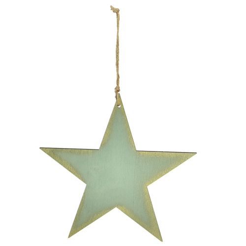 Artículo Estrellas de madera para colgar decoración de ventanas oro menta 12/20/26 cm juego de 3