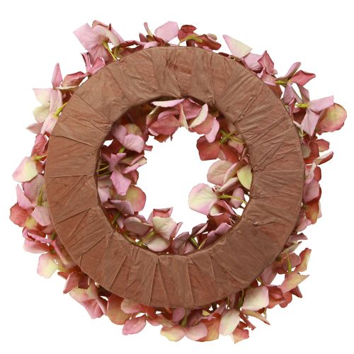 Artículo Corona de hortensias corona decorativa artificial rosa malva Ø30cm