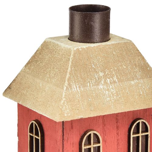 Floristik24 Portavelas casa madera palo rojo candelabro H14,5cm 2 piezas