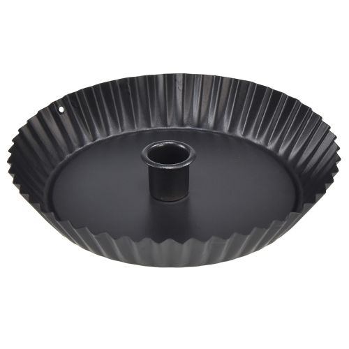 Original portavelas de metal con forma de tarta - negro, Ø 18 cm 4 piezas - elegante decoración de mesa
