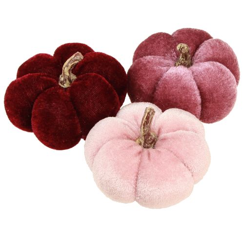 Calabaza de tela decoración terciopelo burdeos rosa Ø7cm 9 piezas