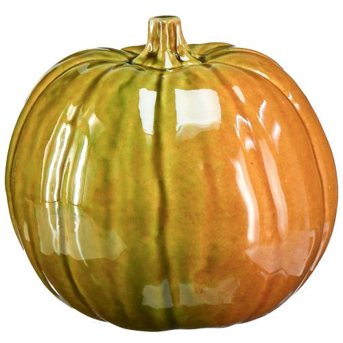 Artículo Calabaza decorativa de cerámica en tonos verdes vivos - 17,5 cm - perfecta para decorar la mesa en otoño