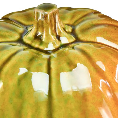 Artículo Calabaza decorativa de cerámica en tonos verdes vivos - 17,5 cm - perfecta para decorar la mesa en otoño
