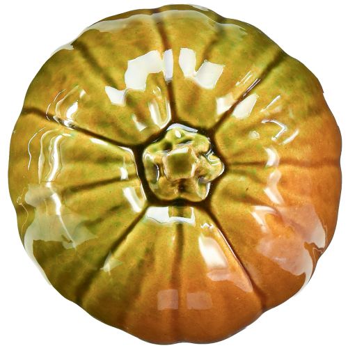 Artículo Calabaza decorativa de cerámica en tonos verdes vivos - 17,5 cm - perfecta para decorar la mesa en otoño