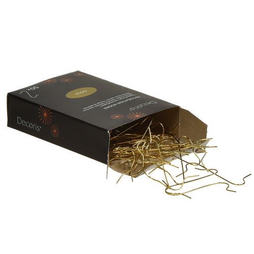 Artículo Ganchos decorativos dorados Perchas para bolas, paquete de 50 - Elegantes perchas para bolas navideñas y decoraciones navideñas