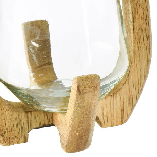 Artículo Farol de madera y cristal para decoración de salón Ø12cm H20cm