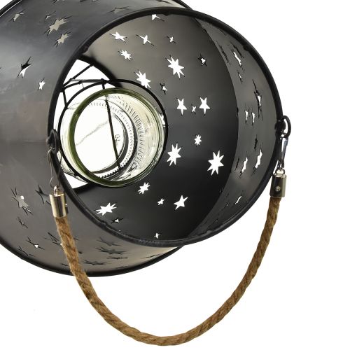 Artículo Farol colgante de metal antracita con estrellas - Ø18,5 cm, altura 50 cm - Elegante iluminación interior y exterior