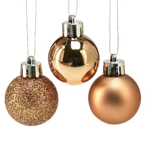 Mini bolas de árbol de Navidad bronce irrompibles Ø3cm H3.5cm 14ud