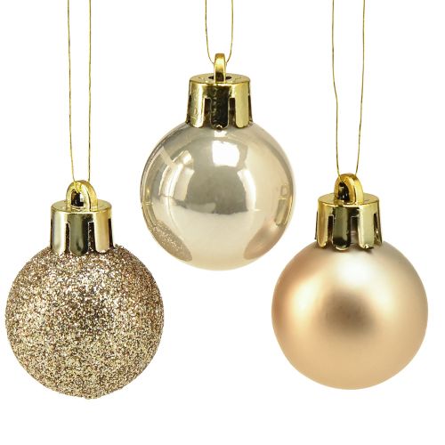 Mini bolas de árbol de Navidad Perla Plástico dorado Ø3cm 14ud