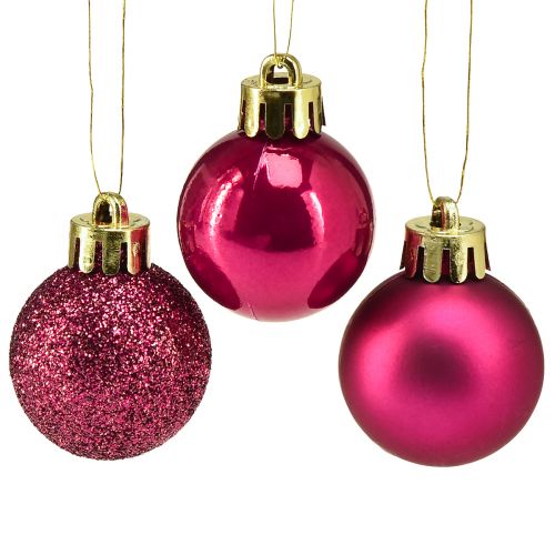 Mini bolas de árbol de Navidad rosa irrompibles Ø3cm H3,5cm 14ud