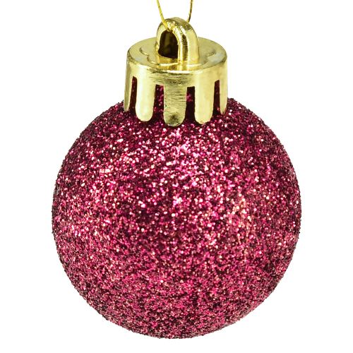 Artículo Mini bolas de árbol de Navidad rosa irrompibles Ø3cm H3,5cm 14ud