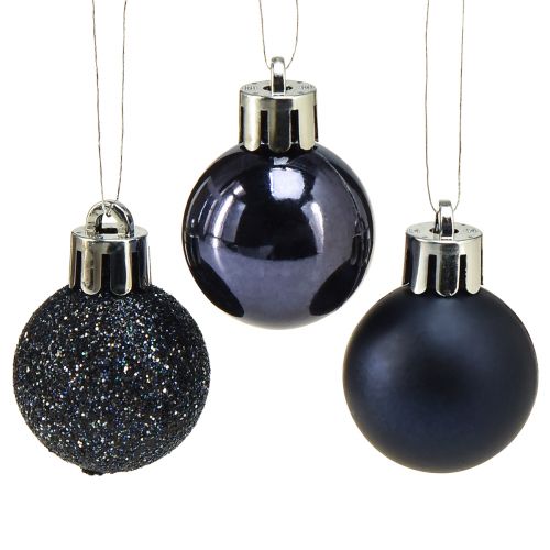 Mini bolas navideñas mezcla irrompible azul Ø3cm 14ud