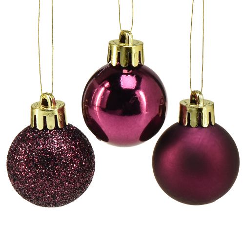 Floristik24 Mini bolas navideñas de plástico morado Ø3cm H3,5cm 14ud