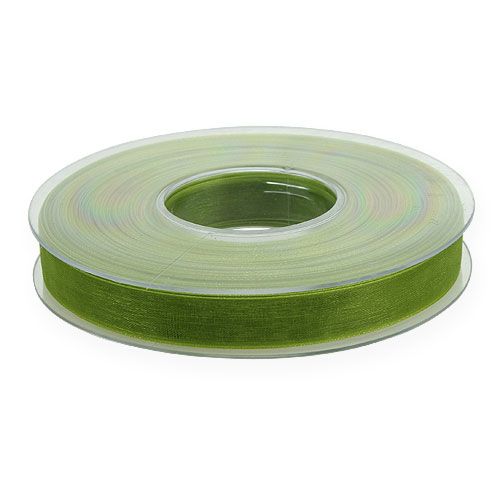 Artículo Cinta de organza cinta de regalo verde borde tejido verde oliva 15mm 50m