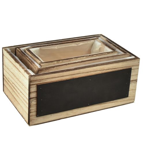 Artículo Cajas decorativas de madera con superficie de pizarra - natural y negro, en varios tamaños - almacenamiento práctico y elegante - juego de 3