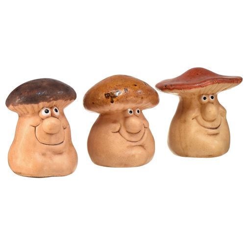 Figuras de setas felices con caras en juego de 3 - diferentes tonos de marrón, 6,6 cm - decoración divertida para el jardín y el hogar