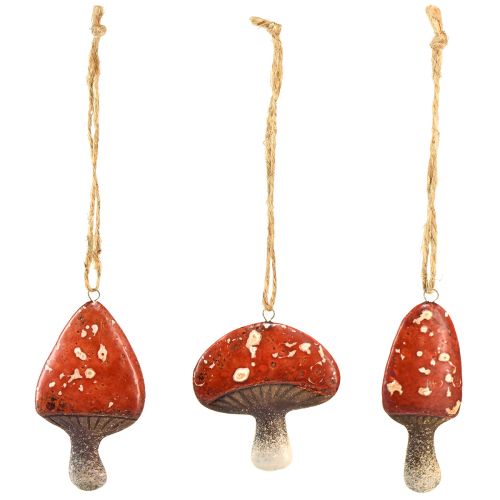 Artículo Encantadores dijes de setas rojas con cordel de yute - 3 cm, juego de 6 - Decoraciones perfectas para otoño y Navidad