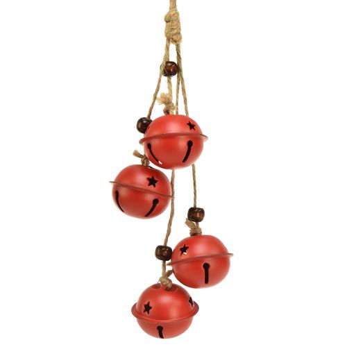 Colgador de campanas campanas navideñas rojas 28 cm juego de 2