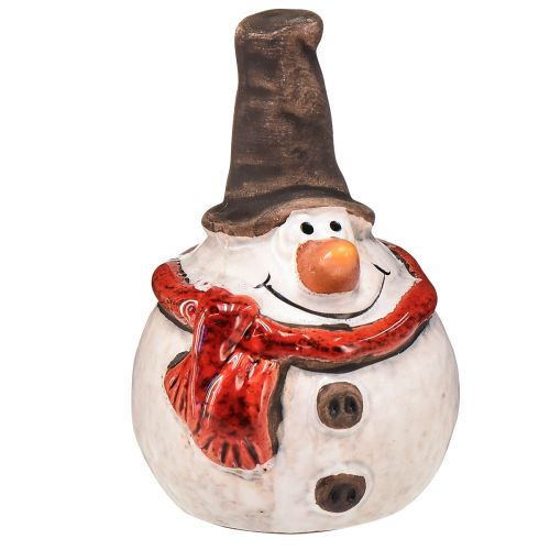 Figura de muñeco de nieve de cerámica, 8,4 cm, con chistera y pañuelo rojo - juego de 3, decoración navideña e invernal