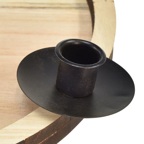 Artículo Portavelas tipo palo con bandeja de madera – natural y negro, Ø 33 cm – diseño atemporal para cualquier decoración de mesa