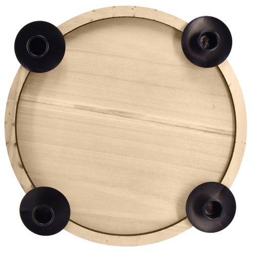 Artículo Portavelas tipo palo con bandeja de madera – natural y negro, Ø 33 cm – diseño atemporal para cualquier decoración de mesa