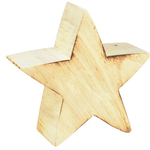 Estrella decorativa rústica de madera - aspecto de madera natural, 20x7 cm - decoración versátil de la habitación