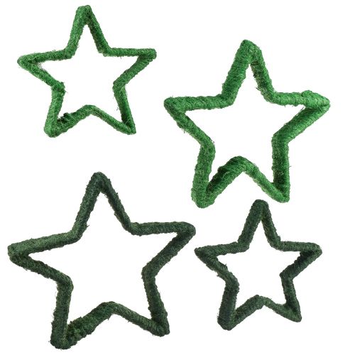 Estrella de pie decoración navideña yute verde 13/18cm 4ud