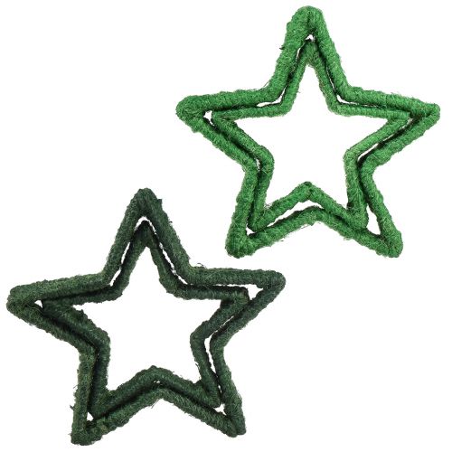 Artículo Estrella de pie decoración navideña yute verde 13/18cm 4ud