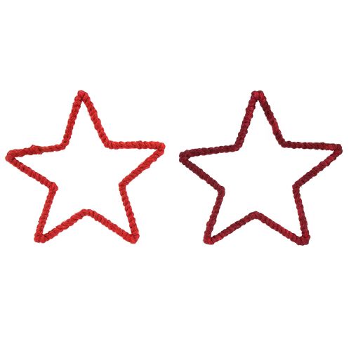 Artículo Estrellas para corona de Adviento decoración navideña yute rojo 15cm 8 piezas