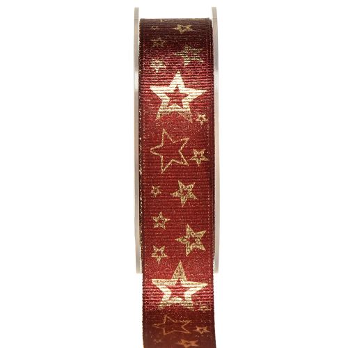 Floristik24 Cinta de estrella cinta decorativa Navidad oro rojo A25mm L15m