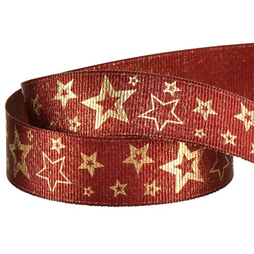 Artículo Cinta de estrella cinta decorativa Navidad oro rojo A25mm L15m