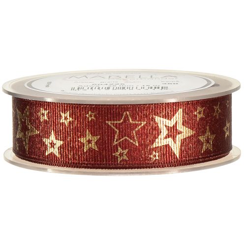 Artículo Cinta de estrella cinta decorativa Navidad oro rojo A25mm L15m