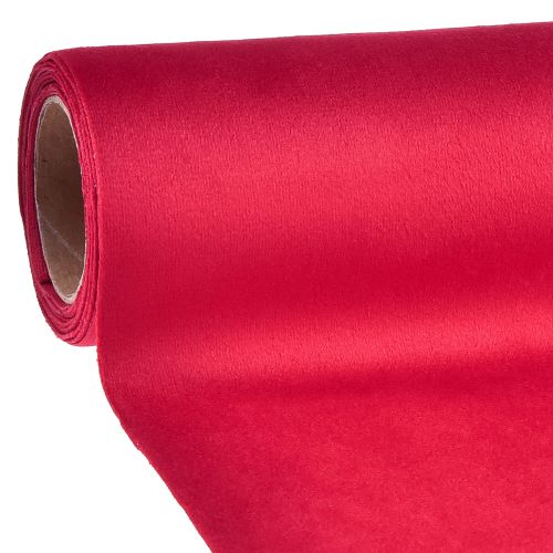 Floristik24 Camino de mesa de terciopelo rojo, tela decorativa brillante, 28×270 cm - camino de mesa para decoración festiva