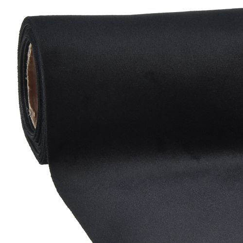 Floristik24 Camino de mesa de terciopelo negro, tejido decorativo brillante, 28×270 cm - elegante camino de mesa para ocasiones festivas