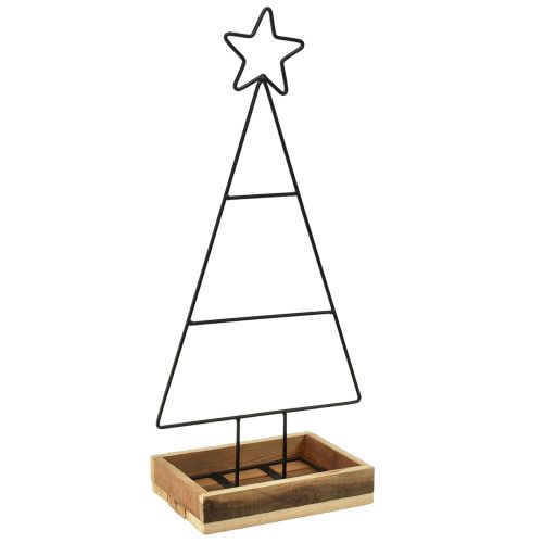 Árbol de Navidad de metal con estrella y bandeja - 25x18x66 cm - Decoración navideña moderna