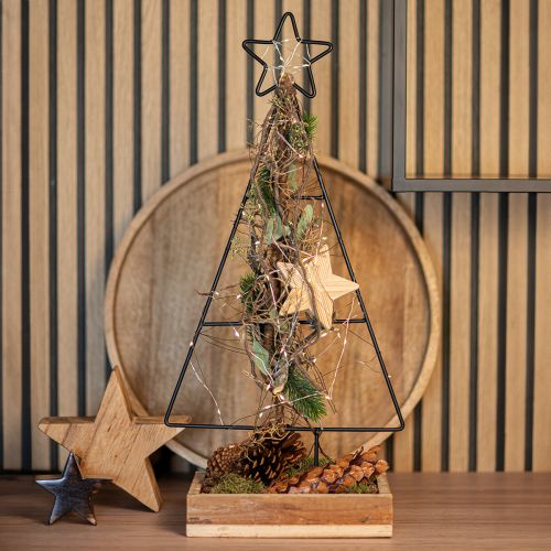 Artículo Árbol de Navidad de metal con estrella y bandeja - 25x18x66 cm - Decoración navideña moderna