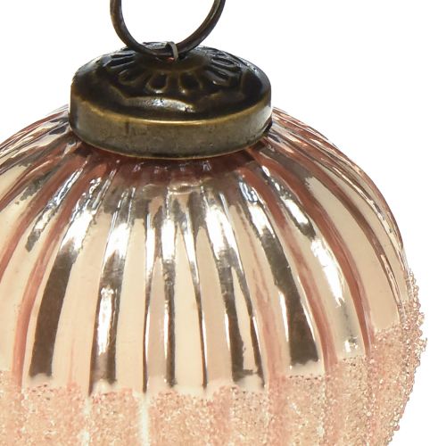 Artículo Bolas navideñas de cristal bolas de cristal rosa vintage Ø7cm 6ud