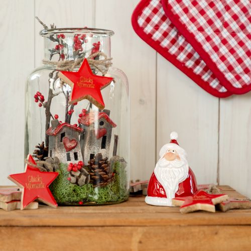 Figura de Papá Noel en rojo 2 piezas - 13 cm - Decoración navideña ideal para un ambiente festivo