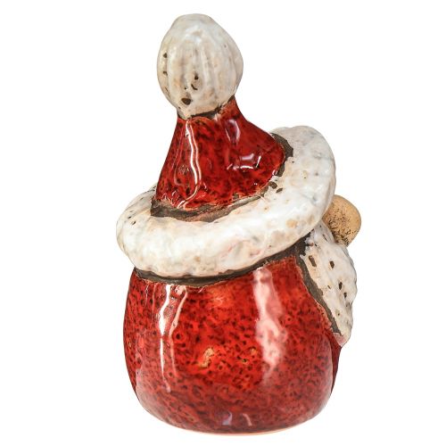 Artículo Bonita figura de Papá Noel de cerámica, roja y blanca, 10 cm - decoración navideña perfecta - 4 piezas