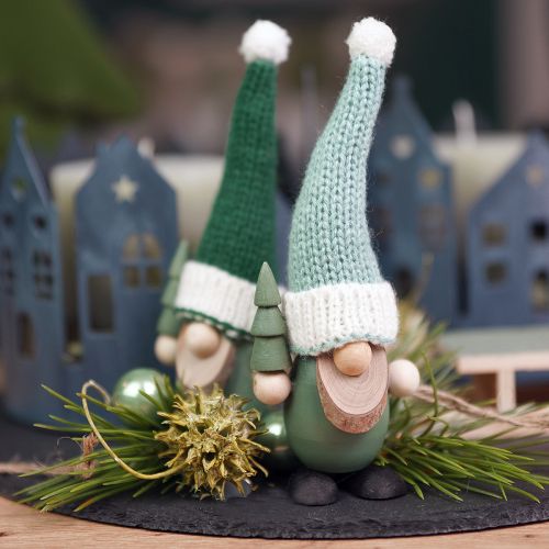 Floristik24 Enanos navideños decoración gnomos madera verde menta Al.14cm 6 piezas