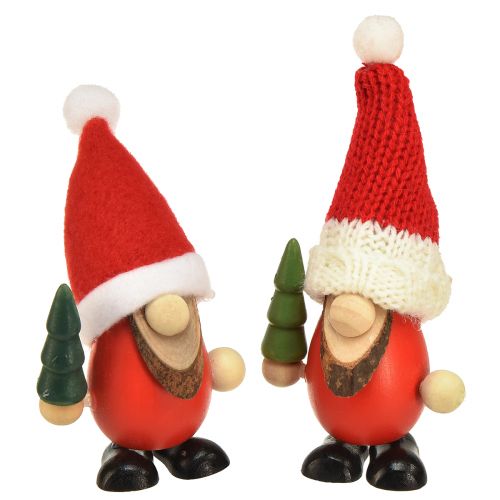 Enanos navideños enanos decorativos madera rojo verde Al. 10,5/12 cm 6 piezas