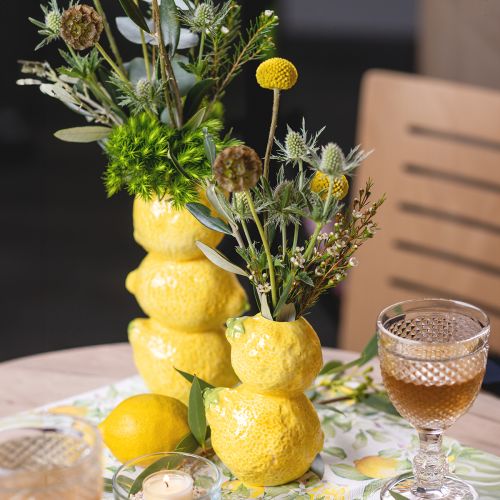 Artículo Jarrón de limón florero amarillo decoración de verano cerámica Al. 20 cm
