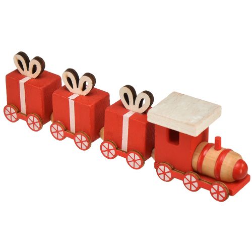 Tren de madera con cajas de regalo, rojo y blanco, juego de 2, 18x3x4,5 cm - Decoración navideña