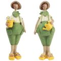 Floristik24 Figuras decorativas decoración de mesa de jardinero verano verde amarillo 16,5×5,5cm 2uds