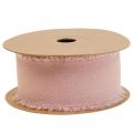 Floristik24 Cinta de gasa cinta de tela rosa con flecos 40mm 15m