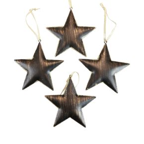 Floristik24 Adornos para árboles de Navidad estrella decorativa metal negro dorado Ø11cm 4ud