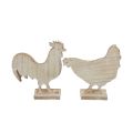 Floristik24 Pollo decorativo Decoración de Pascua Decoración de mesa de madera 14,5 cm, juego de 2