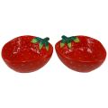 Floristik24 Cuenco decorativo cuenco de cerámica fresa rojo 12,5×15,5cm 2ud