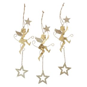 Floristik24 Ángel colgante estrella decoración navideña para colgar H28cm 3 piezas