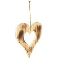 Floristik24 Colgador decorativo corazones de madera corazón en corazón flameado 15×15cm 4ud